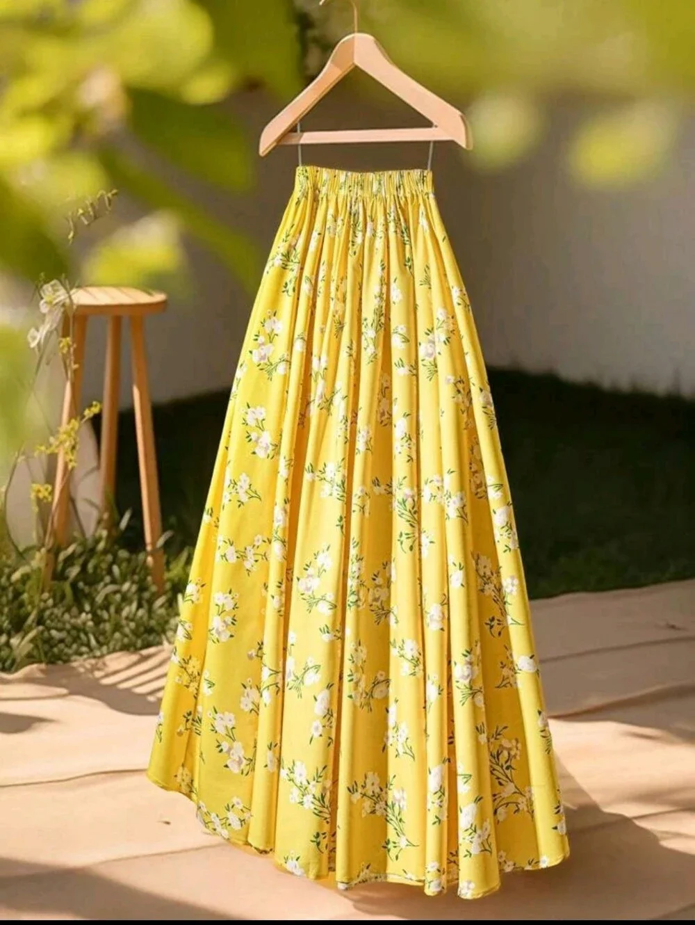 BRAND NEW ** Yellow Floral Maxi Skirt - Women's Summer Skirt